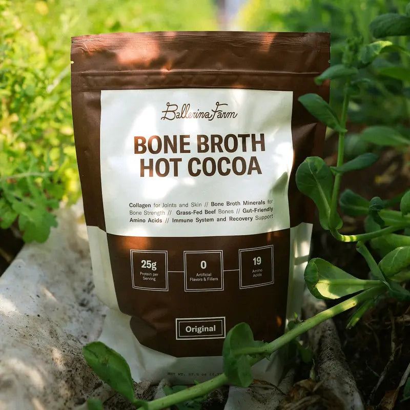 Bone broth hot cocoa product and daily routine