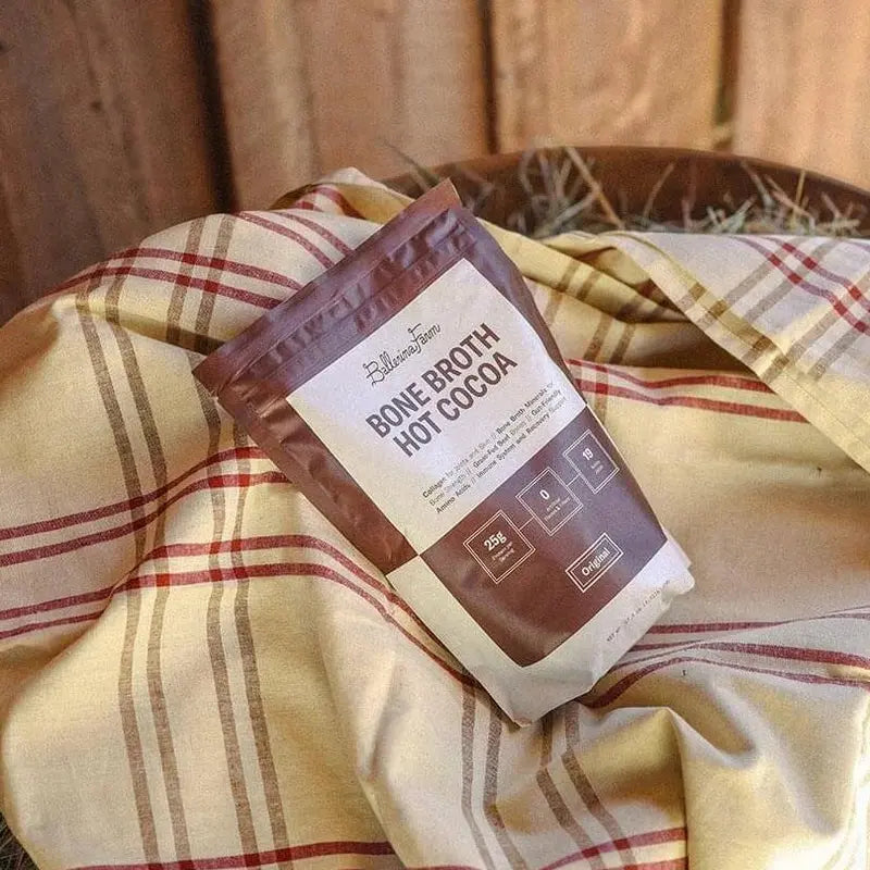 Bone broth hot cocoa product and daily routine