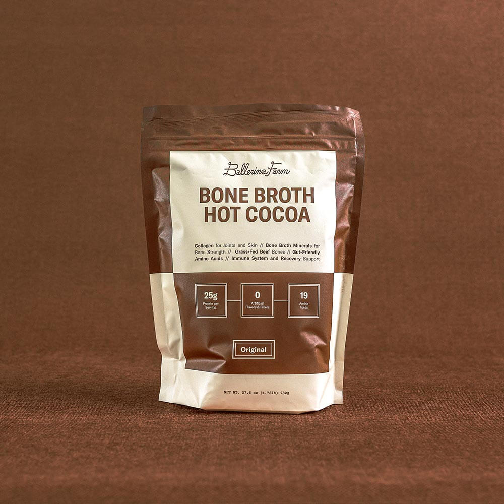 Bone broth hot cocoa product and daily routine